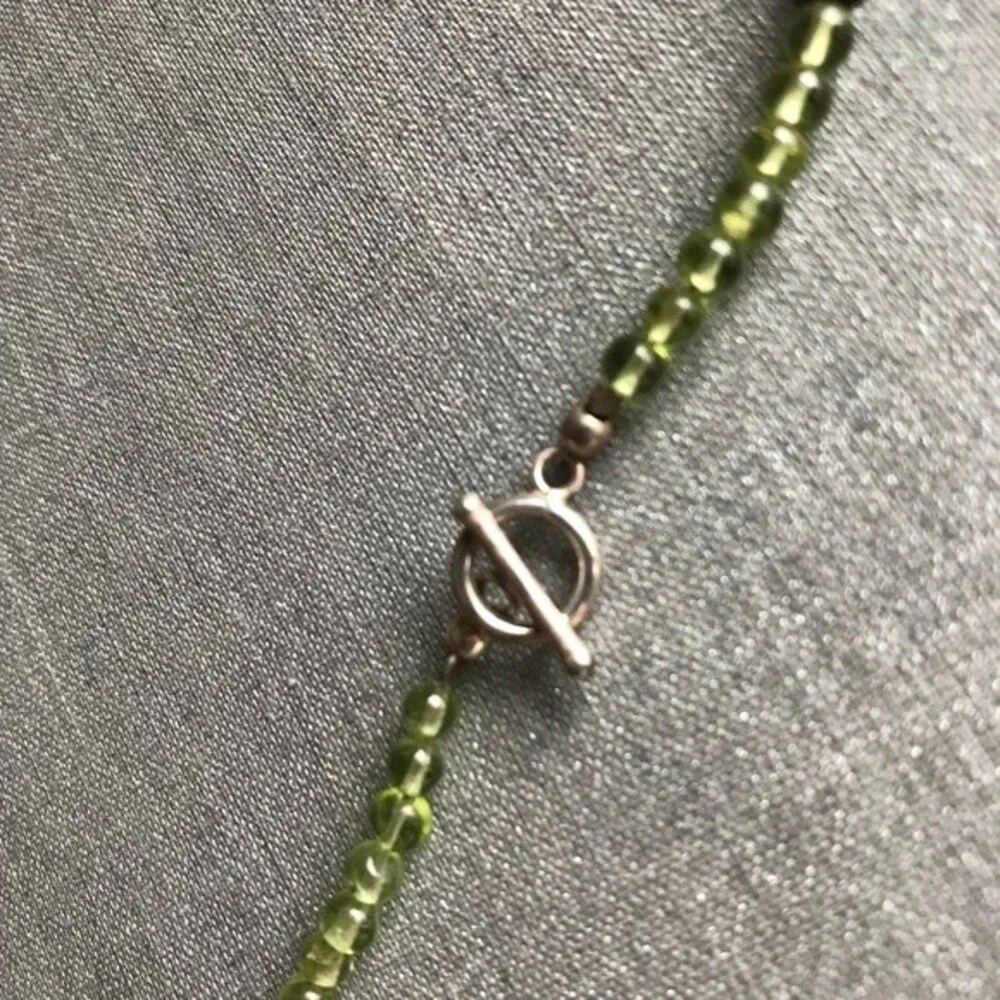 Vintage Handmade Genuine Peridot Swarovski Crystal Sterling Silver Pendant 16 In